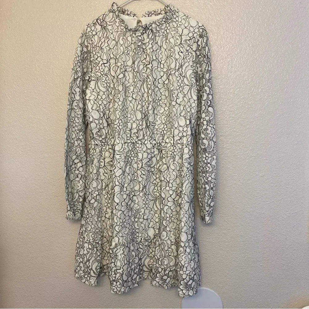 Art Class black and white lace long elastic cuff sleeve girl dress L  10/12